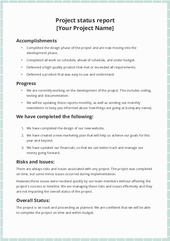 Project status report 2