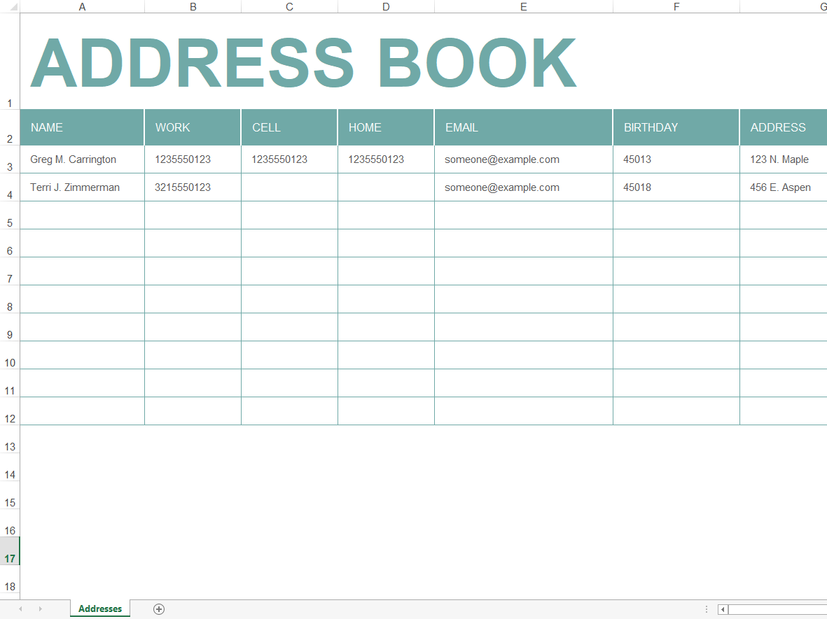 Personal Address Book