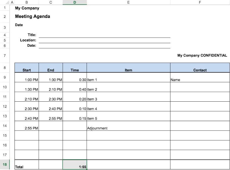 Adjustable meeting agenda