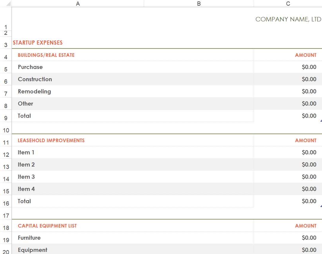 Startup Expenses