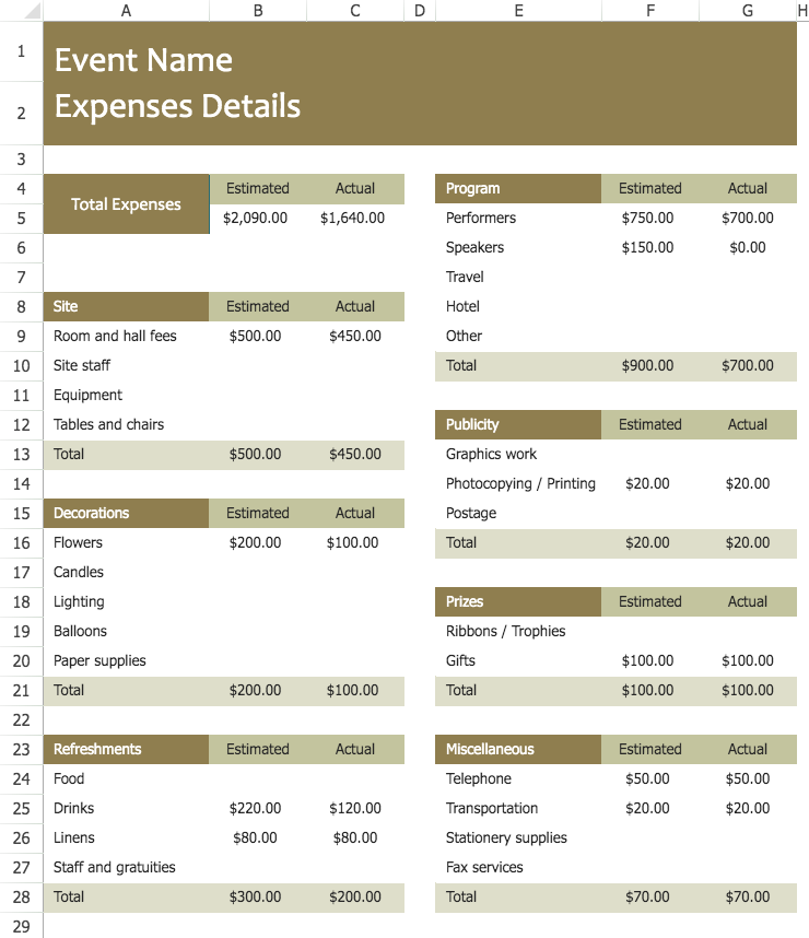 Event Budget Simple