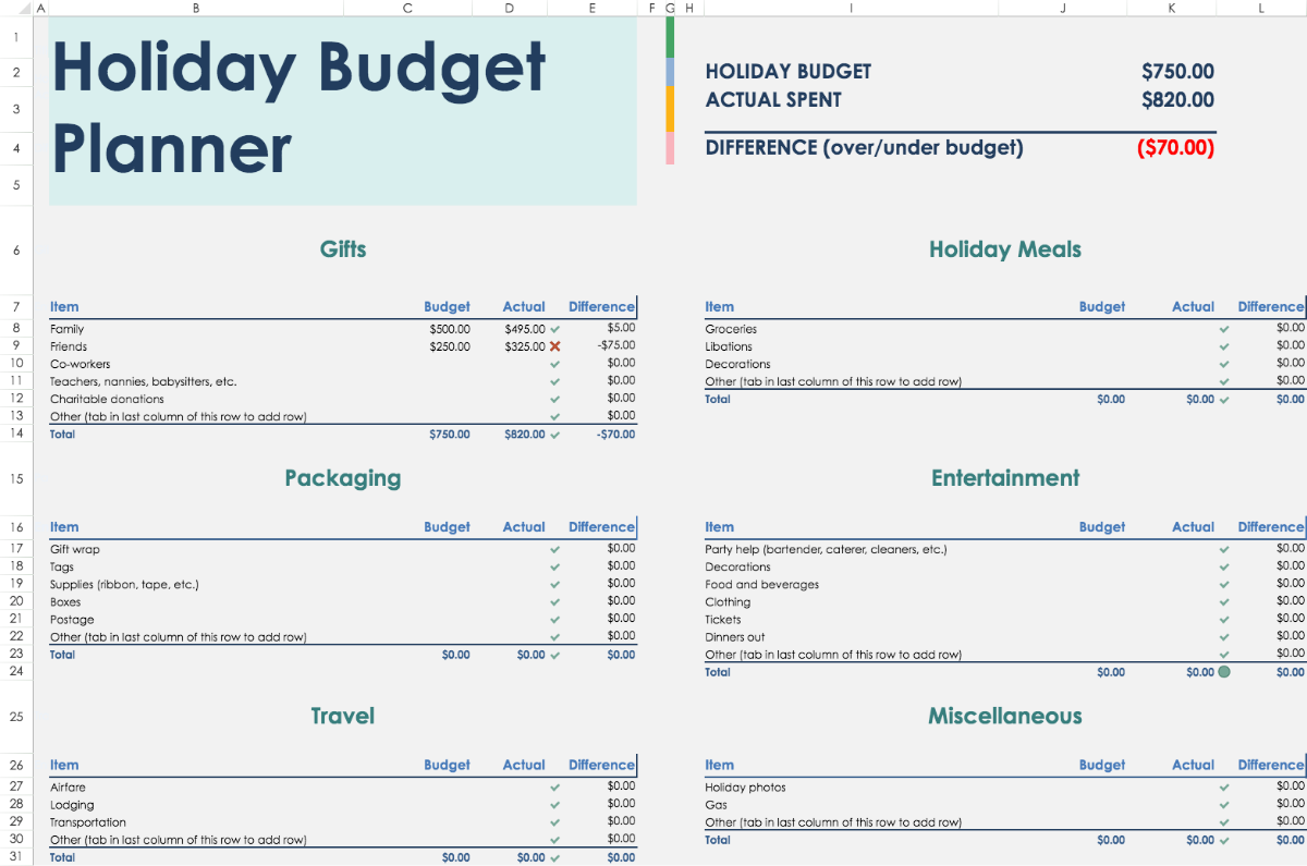 Holiday Budget Planner