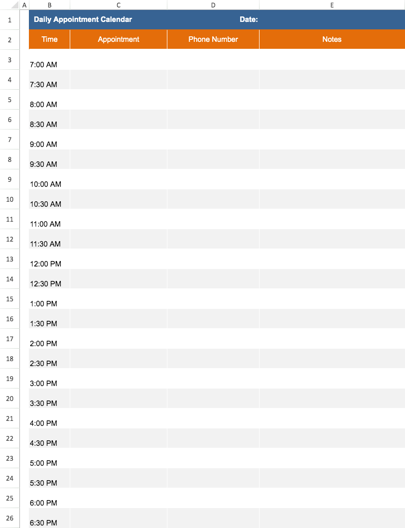 Daily Appointment Calendar
