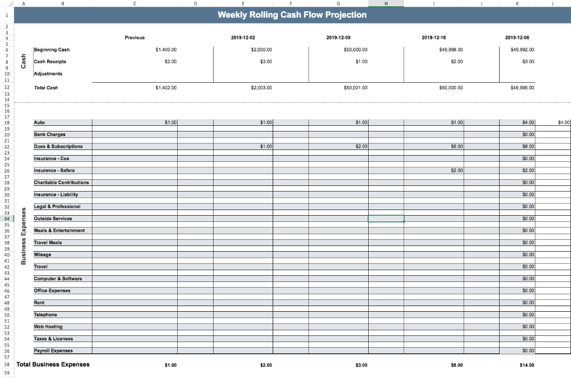 Weekly Cash Flow