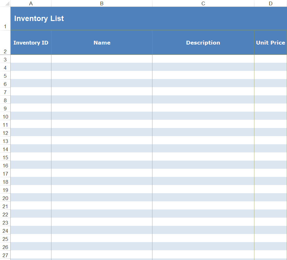Inventory List Detailed