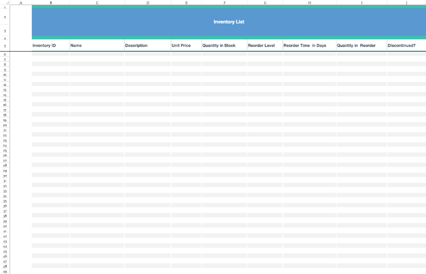 Inventory List Modern