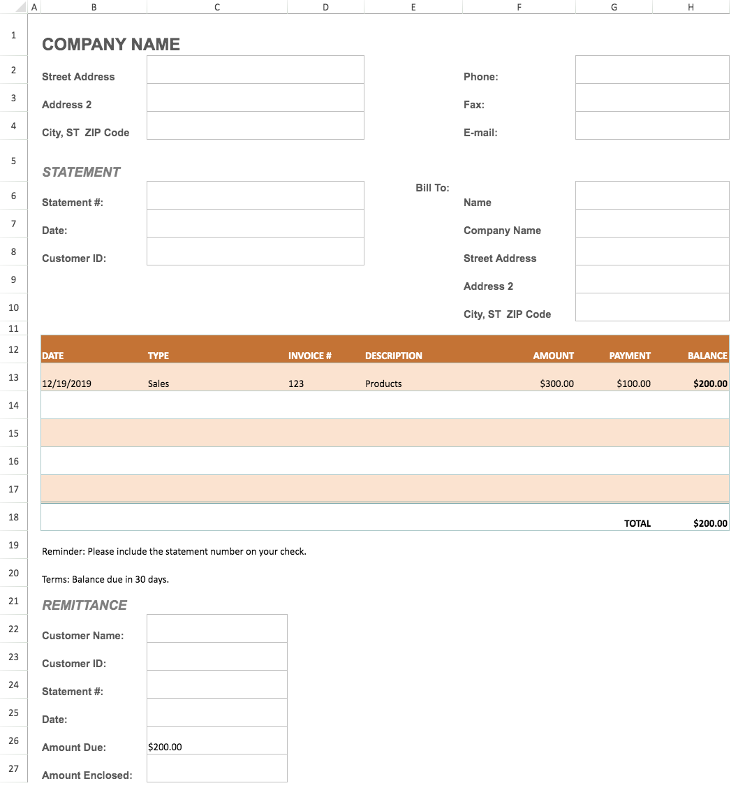 Billing Statement